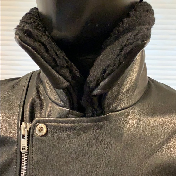 Men’s 100% leather borg biker jacket NWT - Picture 13 of 16